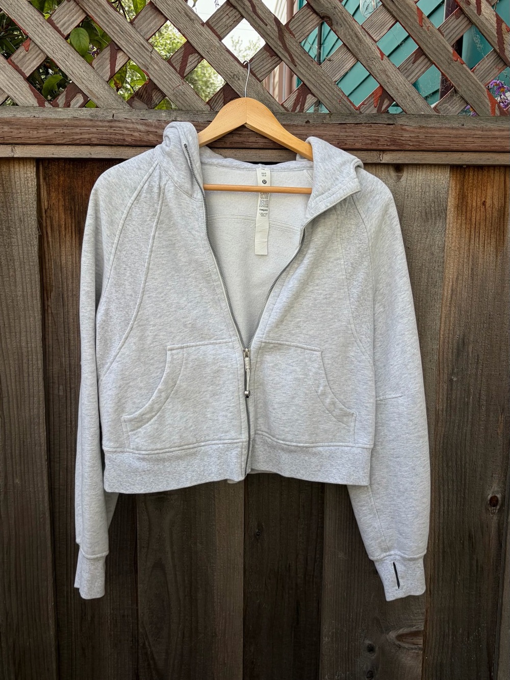 lululemon athletica Light Gray Zip Crop Hoodie
